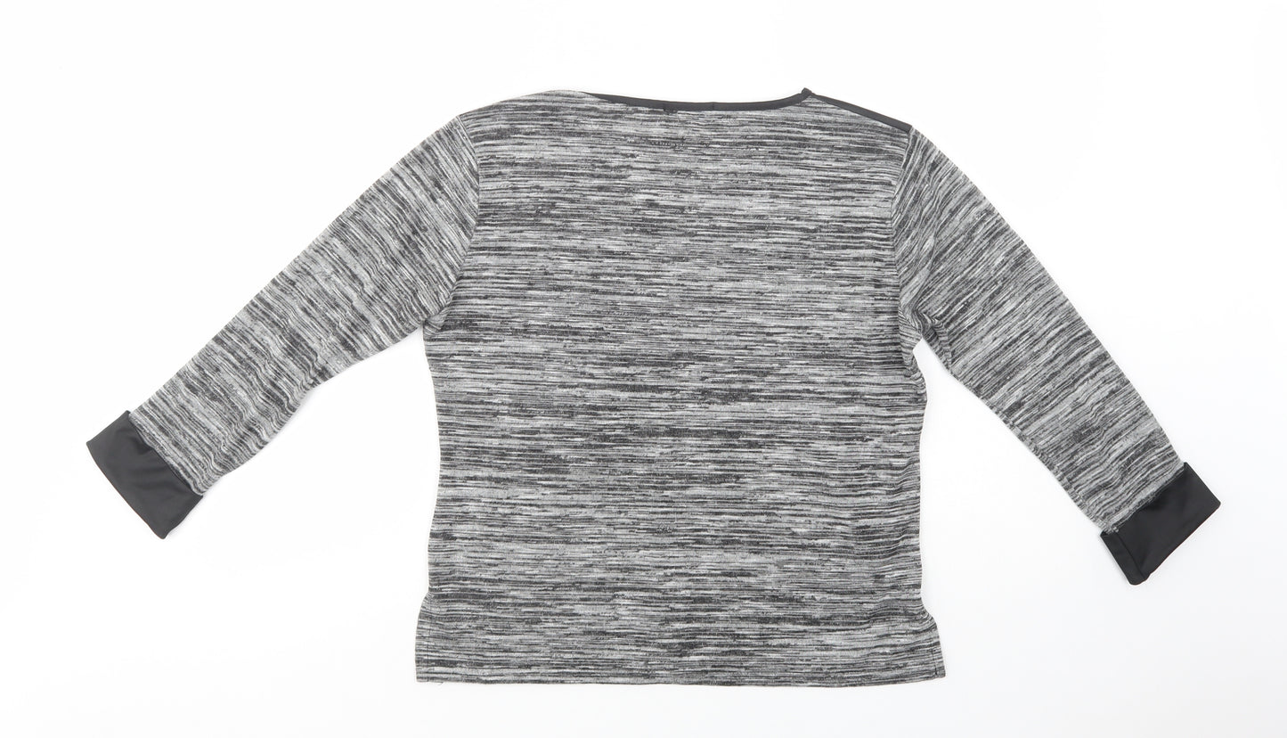 Exhibit One Womens Grey  Polyester Basic Blouse Size M Crew Neck