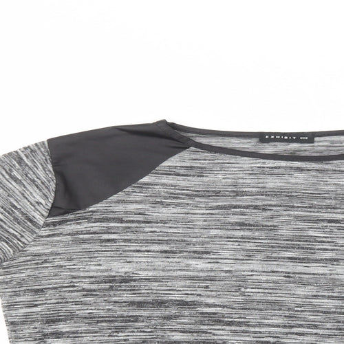 Exhibit One Womens Grey  Polyester Basic Blouse Size M Crew Neck
