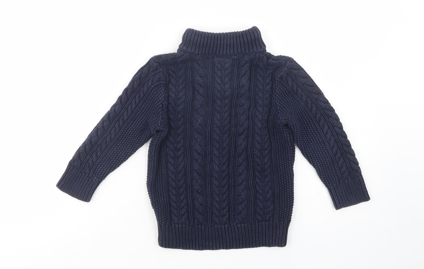 Gap Boys Blue High Neck  Cotton Pullover Jumper Size 4 Years  Button