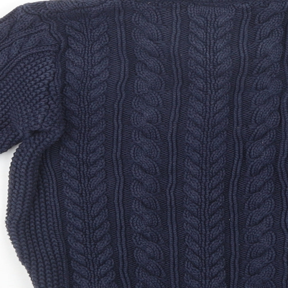 Gap Boys Blue High Neck  Cotton Pullover Jumper Size 4 Years  Button