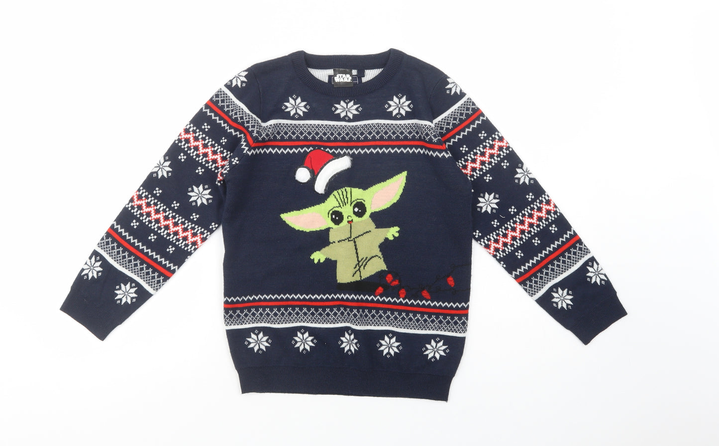 NEXT Boys Blue Crew Neck Fair Isle Acrylic Pullover Jumper Size 8-9 Years  Pullover - Star Wars Christmas