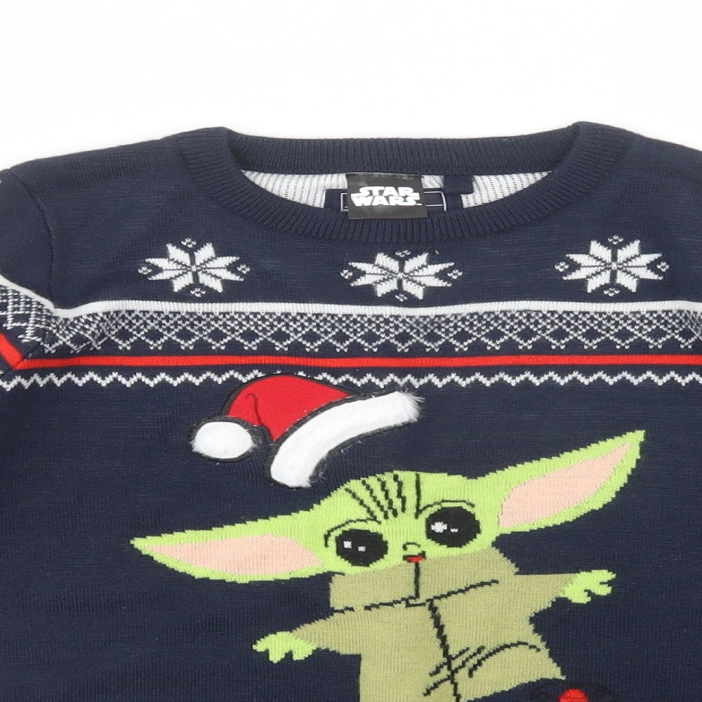 NEXT Boys Blue Crew Neck Fair Isle Acrylic Pullover Jumper Size 8-9 Years  Pullover - Star Wars Christmas