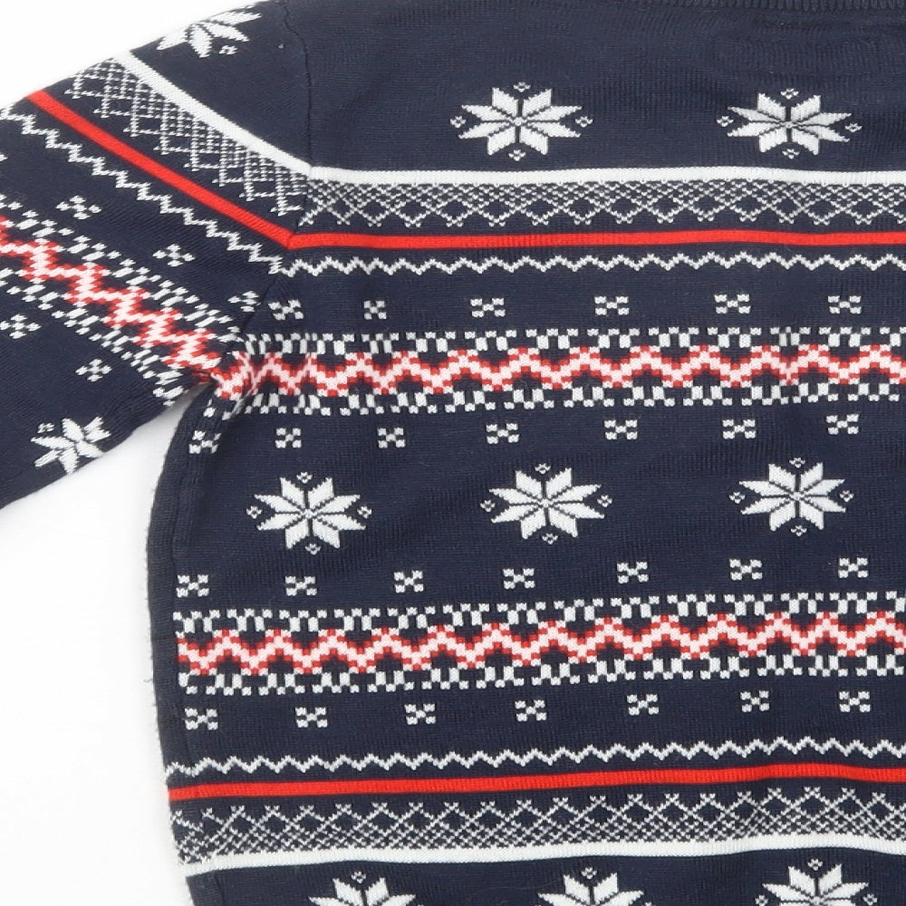 NEXT Boys Blue Crew Neck Fair Isle Acrylic Pullover Jumper Size 8-9 Years  Pullover - Star Wars Christmas