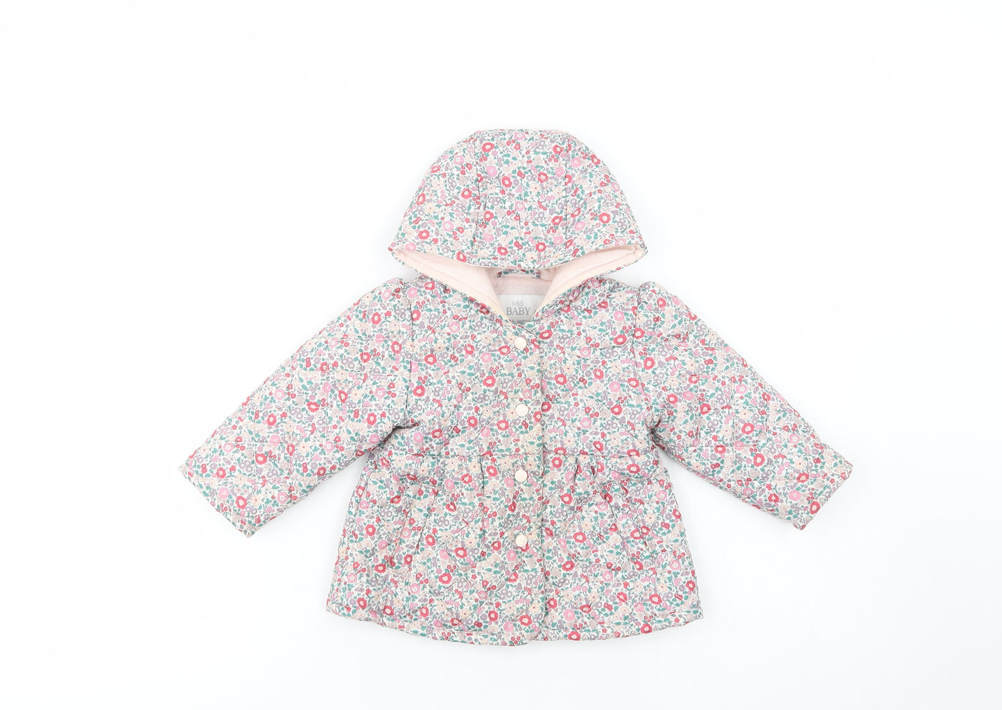 Marks and Spencer Baby Pink Floral  Basic Jacket Jacket Size 6-9 Months   Snap