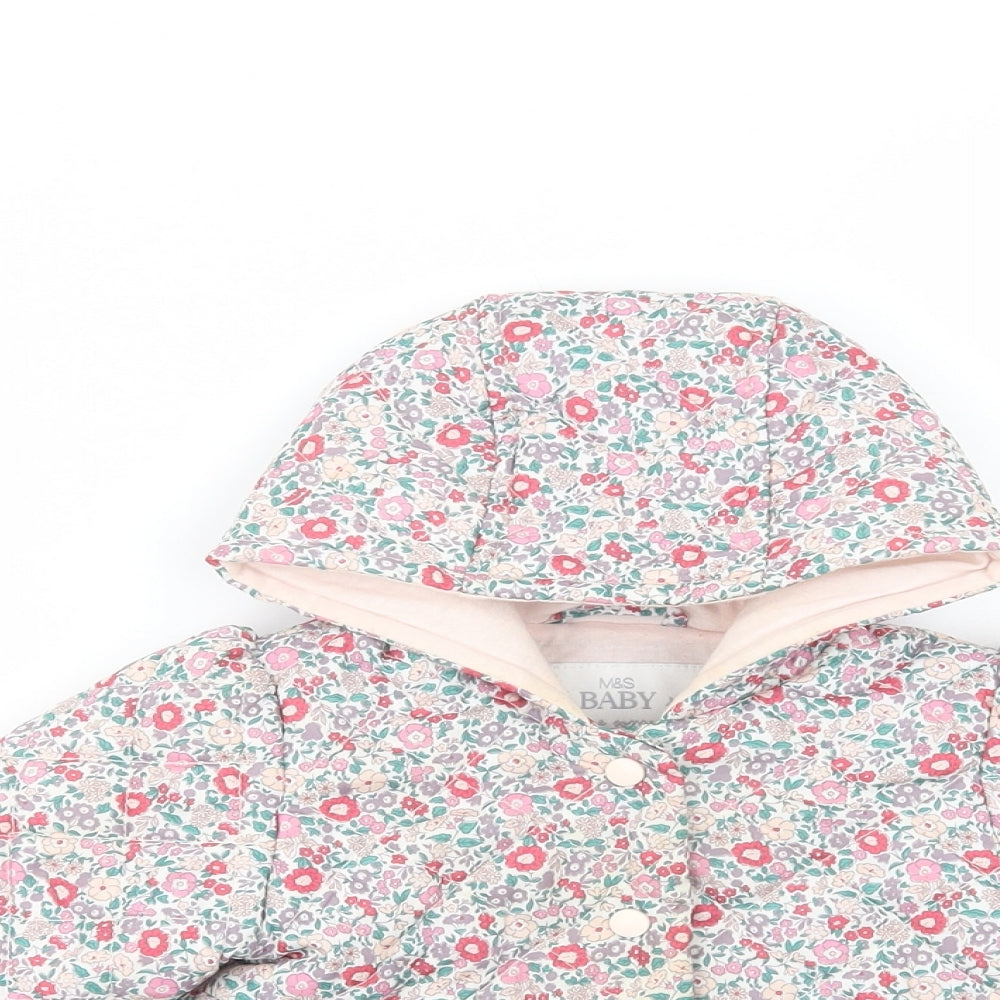 Marks and Spencer Baby Pink Floral  Basic Jacket Jacket Size 6-9 Months   Snap