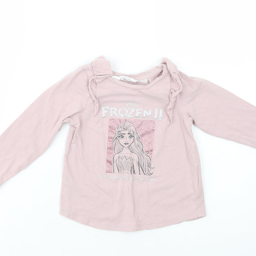 H&M Baby Pink  Cotton Pullover T-Shirt Size 18-24 Months Crew Neck Pullover - Frozen 2