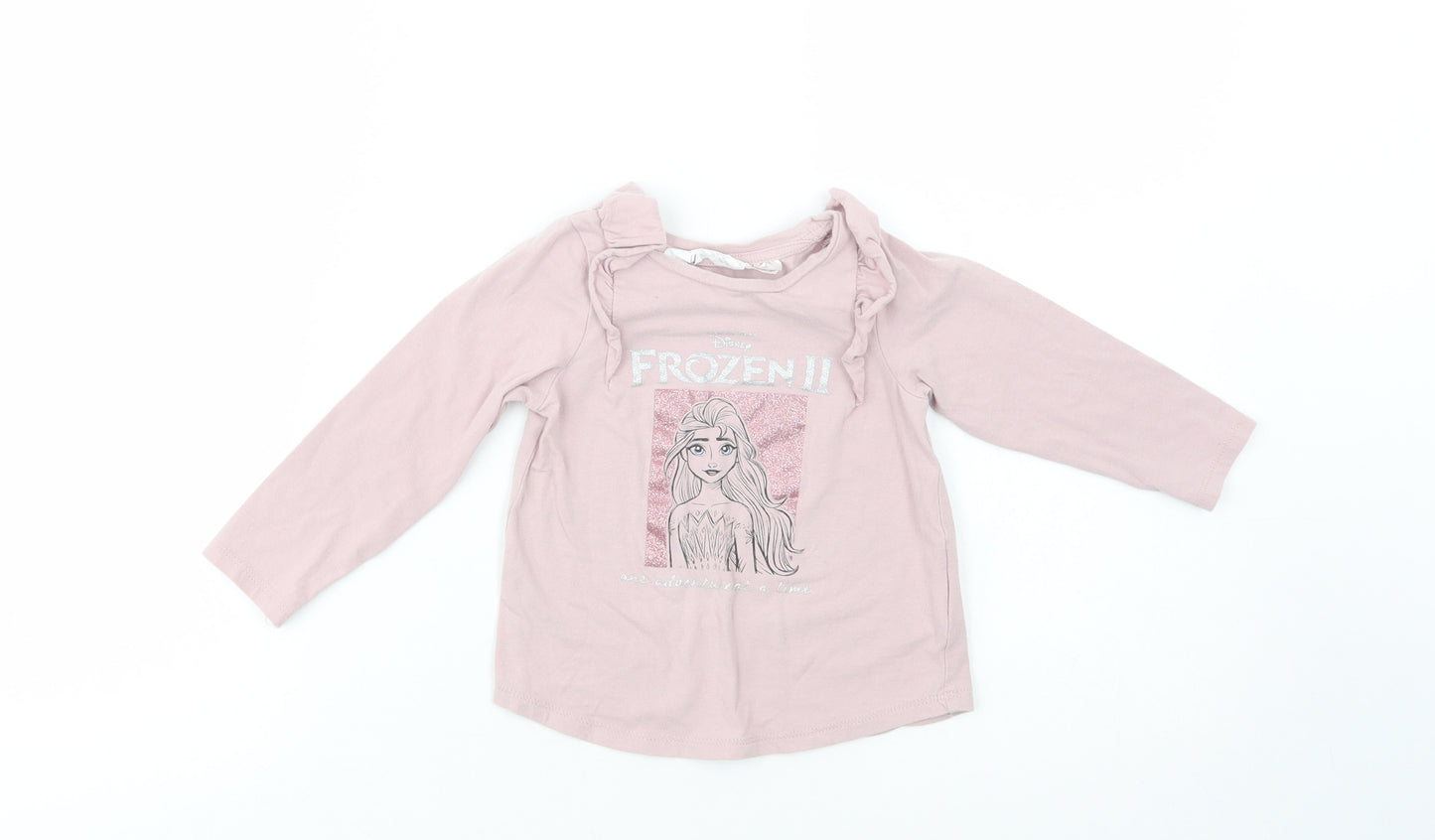 H&M Baby Pink  Cotton Pullover T-Shirt Size 18-24 Months Crew Neck Pullover - Frozen 2