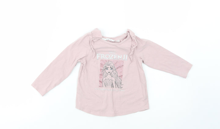 H&M Baby Pink  Cotton Pullover T-Shirt Size 18-24 Months Crew Neck Pullover - Frozen 2