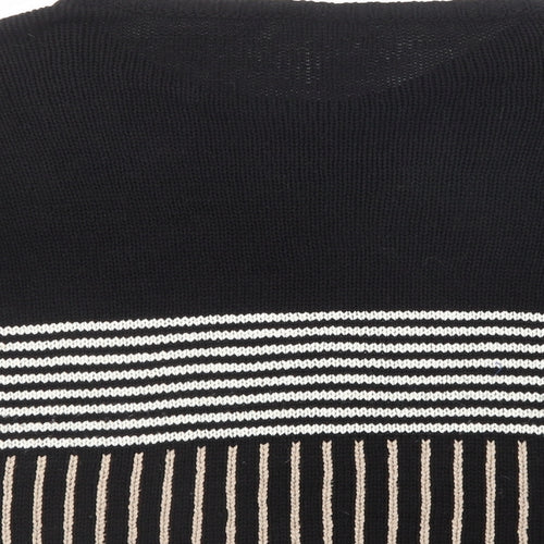Wallis Womens Black Boat Neck Striped Acrylic Pullover Jumper Size M
