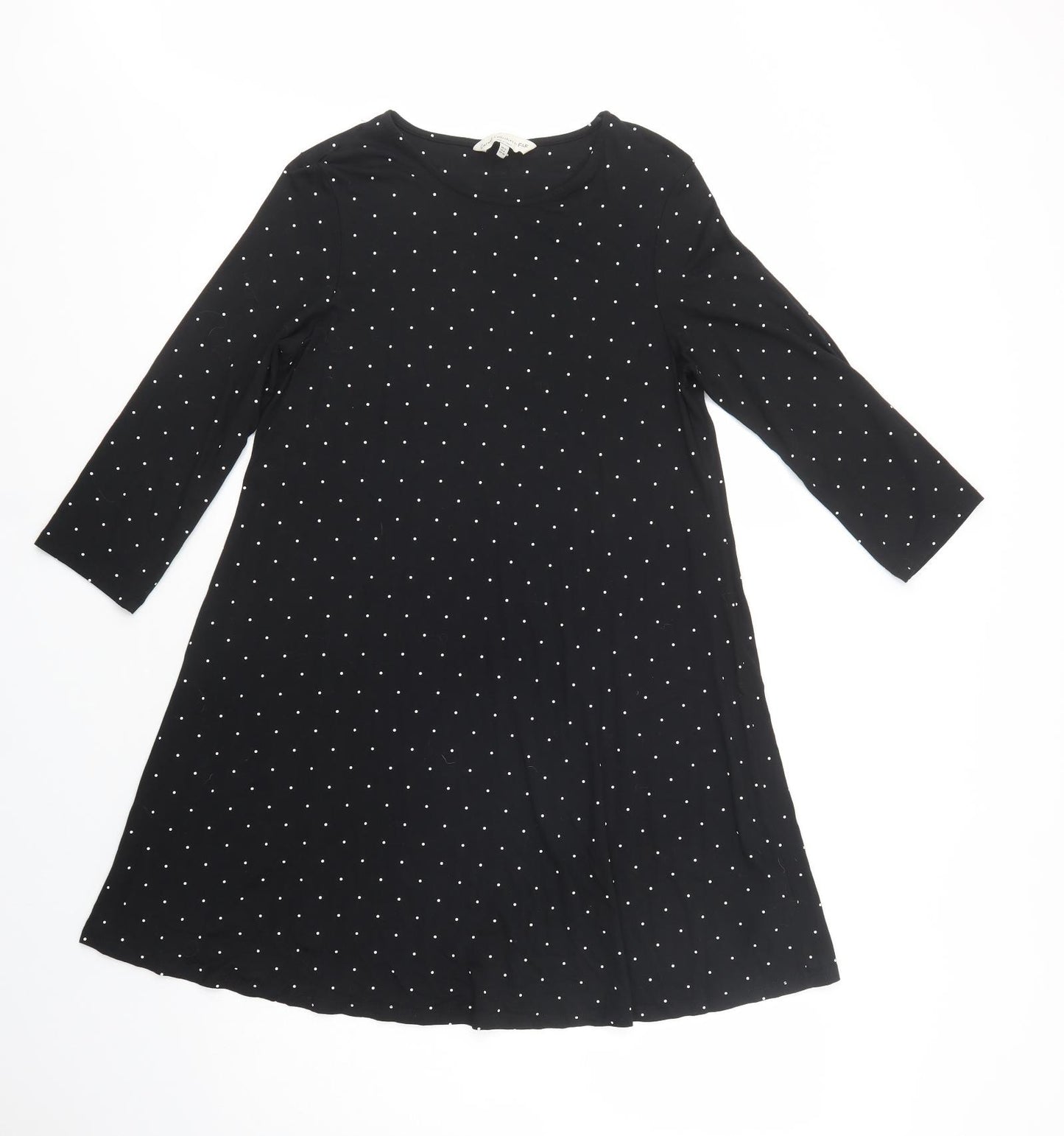 F&F Womens Black Polka Dot Viscose Fit & Flare  Size 12  Crew Neck Pullover