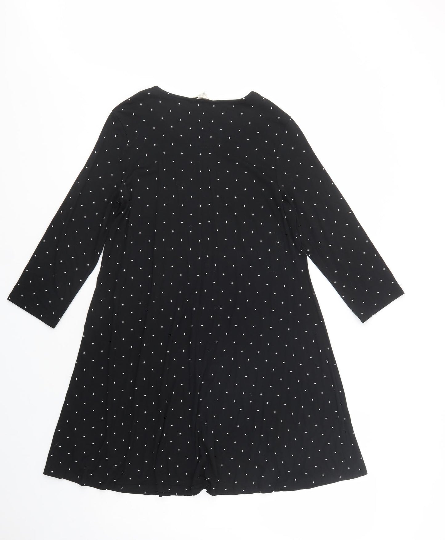 F&F Womens Black Polka Dot Viscose Fit & Flare  Size 12  Crew Neck Pullover