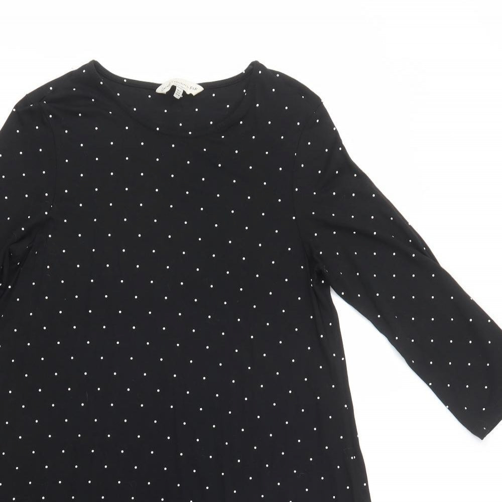 F&F Womens Black Polka Dot Viscose Fit & Flare  Size 12  Crew Neck Pullover