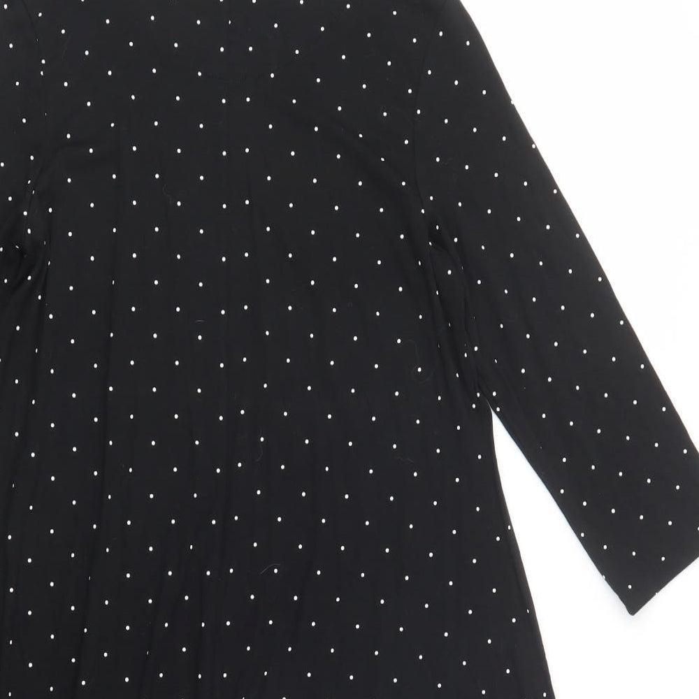 F&F Womens Black Polka Dot Viscose Fit & Flare  Size 12  Crew Neck Pullover