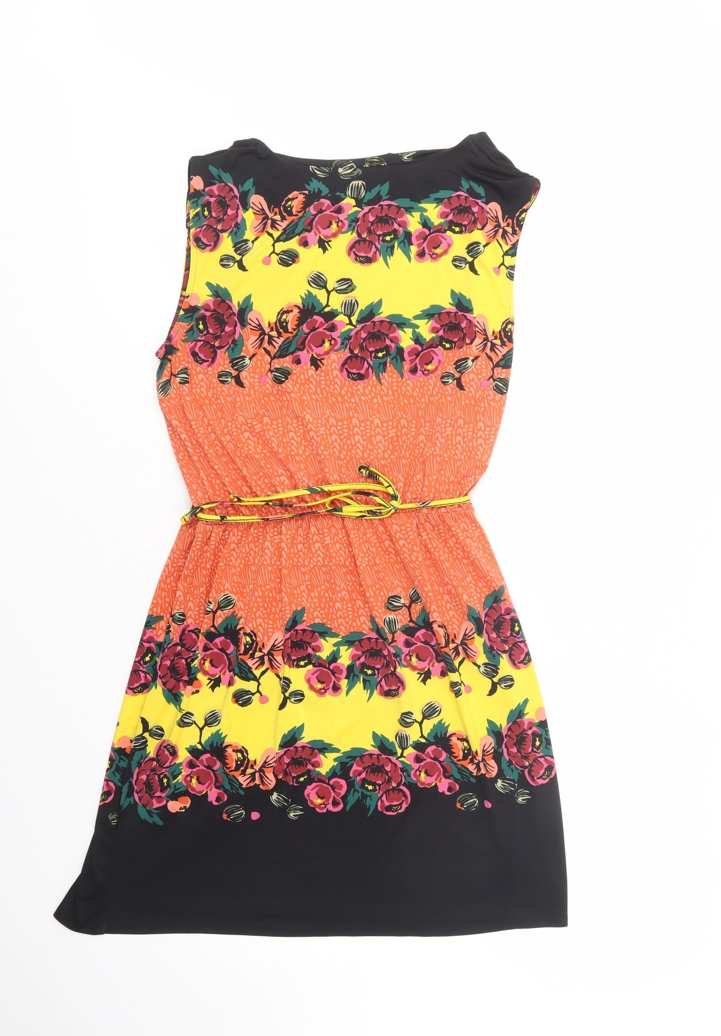 TU Womens Multicoloured Floral Polyester Fit & Flare  Size 14  Cowl Neck Tie