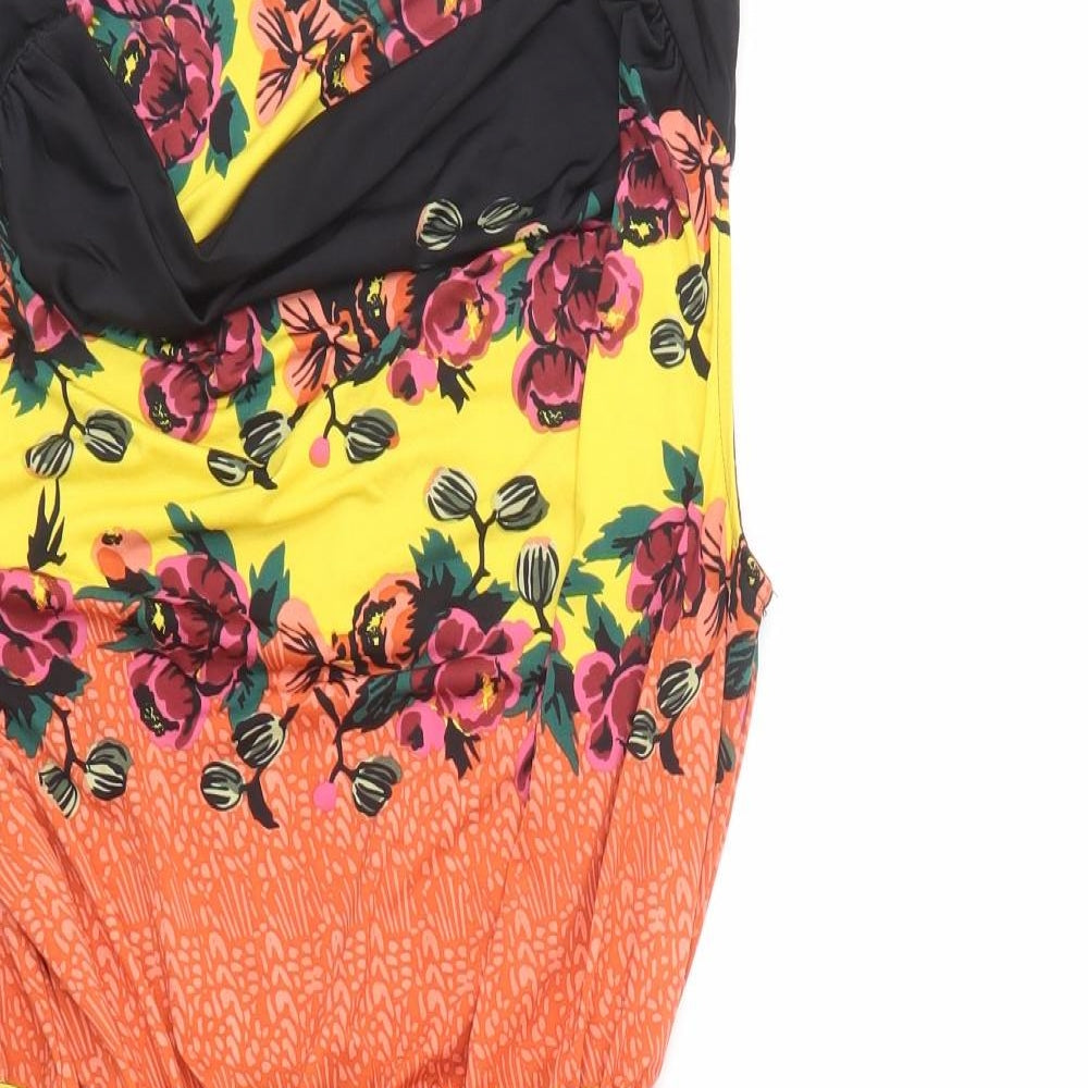 TU Womens Multicoloured Floral Polyester Fit & Flare  Size 14  Cowl Neck Tie