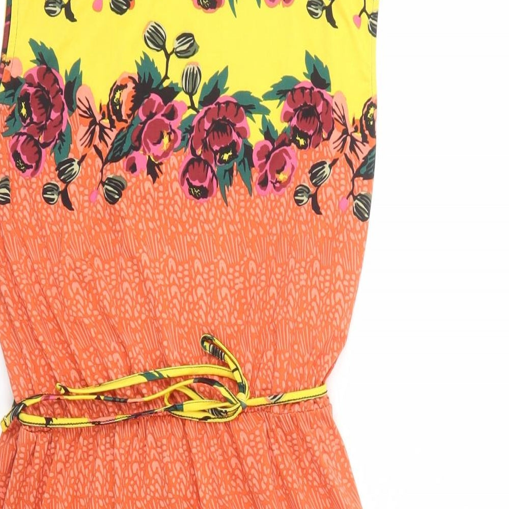 TU Womens Multicoloured Floral Polyester Fit & Flare  Size 14  Cowl Neck Tie