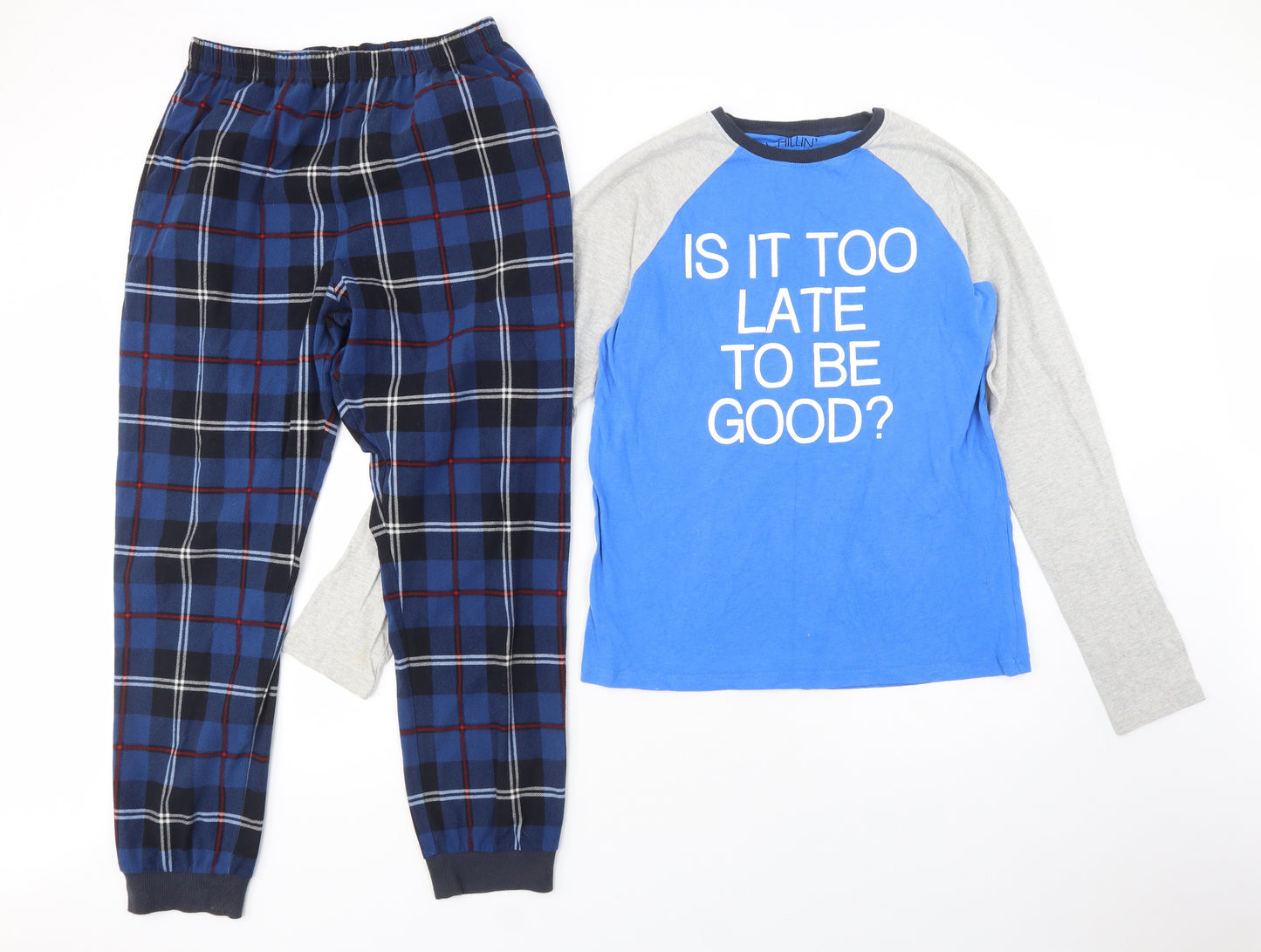 NEXT Boys Blue Plaid Cotton  Pyjama Set Size 16 Years  Pullover - To Be Good