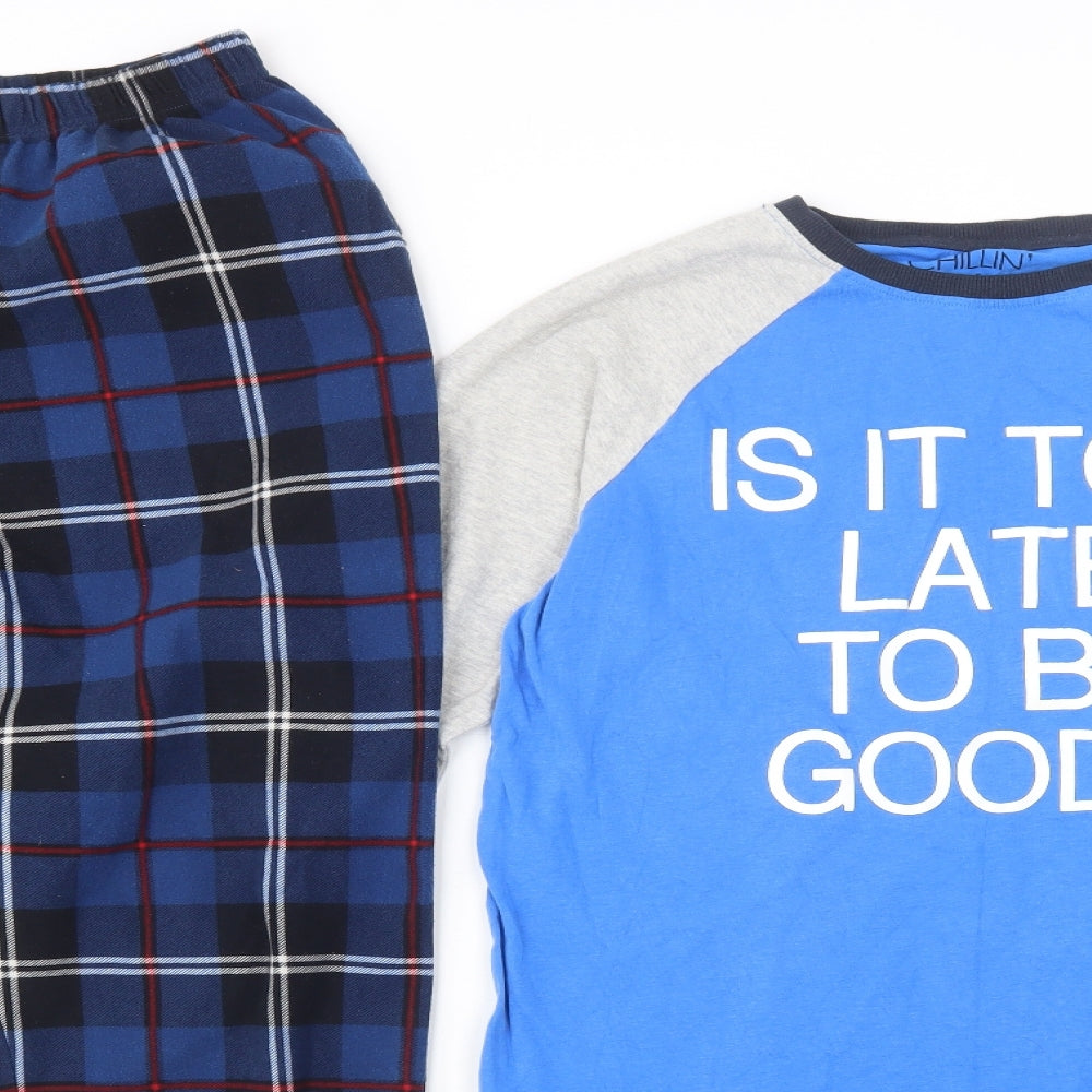NEXT Boys Blue Plaid Cotton  Pyjama Set Size 16 Years  Pullover - To Be Good