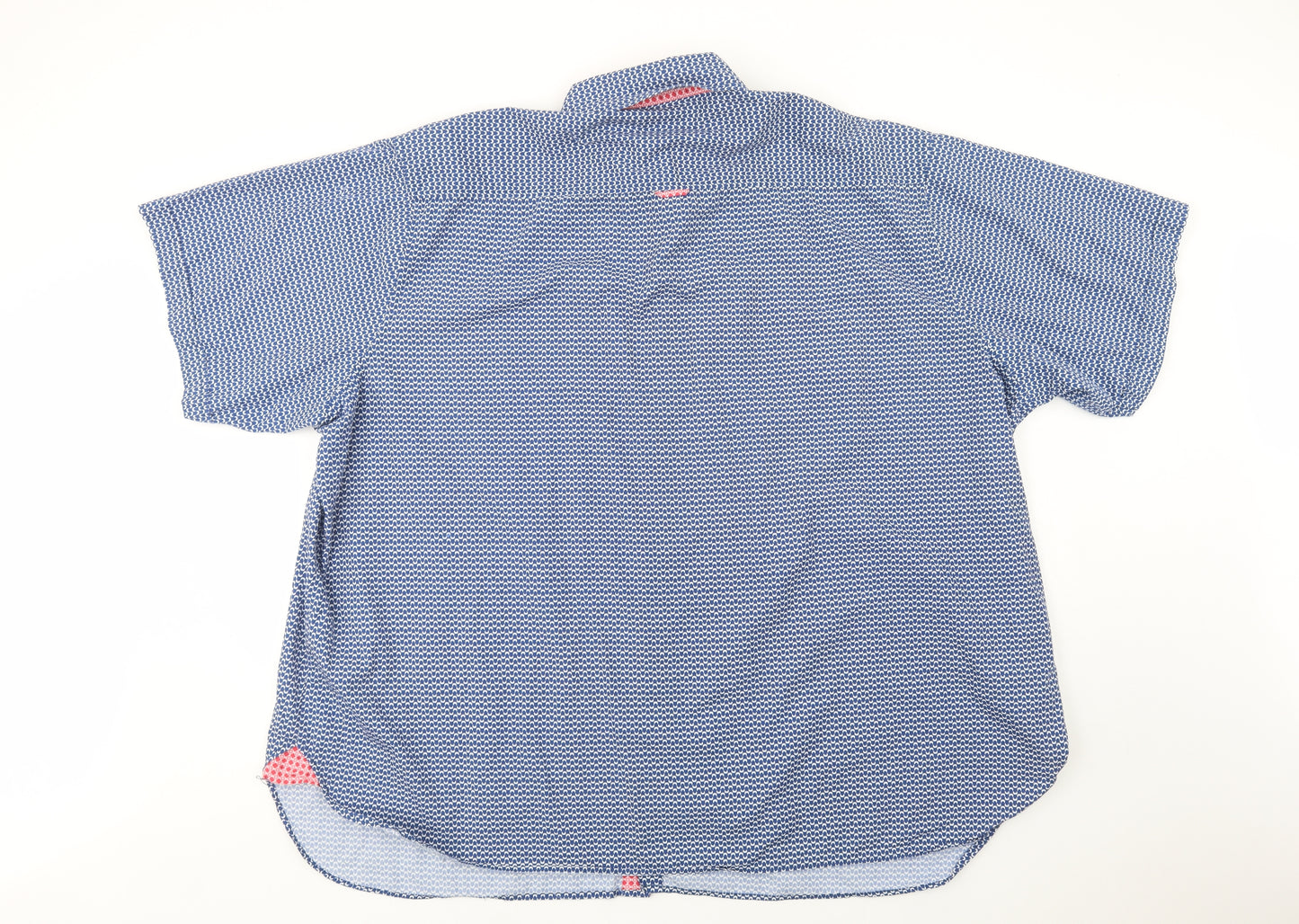 Lizard King Mens Blue Geometric Cotton  Button-Up Size 4XL Collared Button