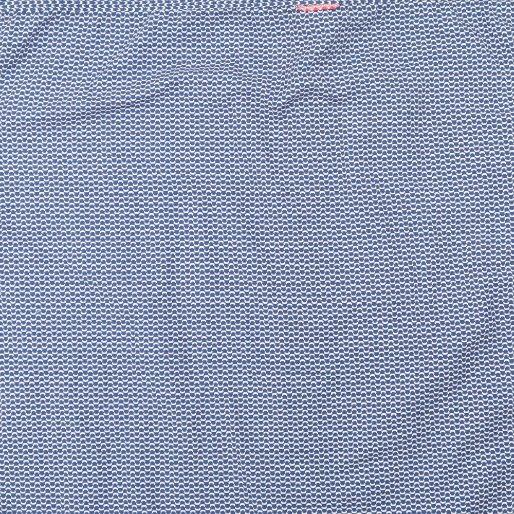 Lizard King Mens Blue Geometric Cotton  Button-Up Size 4XL Collared Button