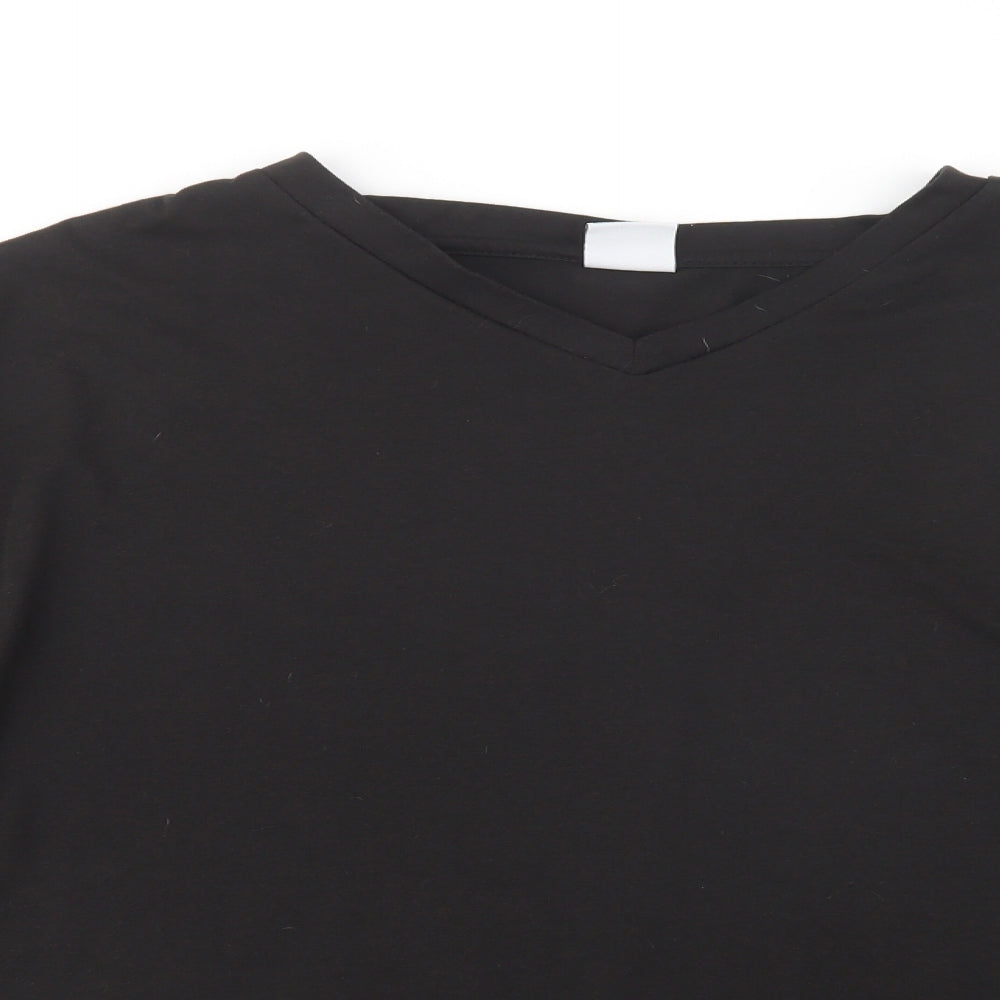 Location Mens Black  Cotton  T-Shirt Size 4XL V-Neck