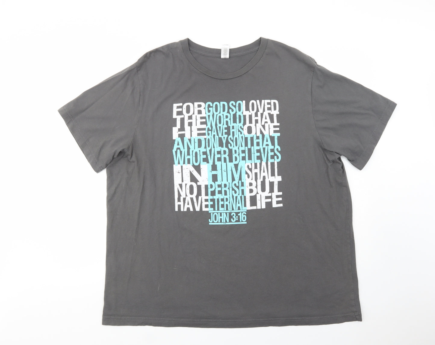 Canvas Mens Grey  Cotton  T-Shirt Size 3XL Crew Neck