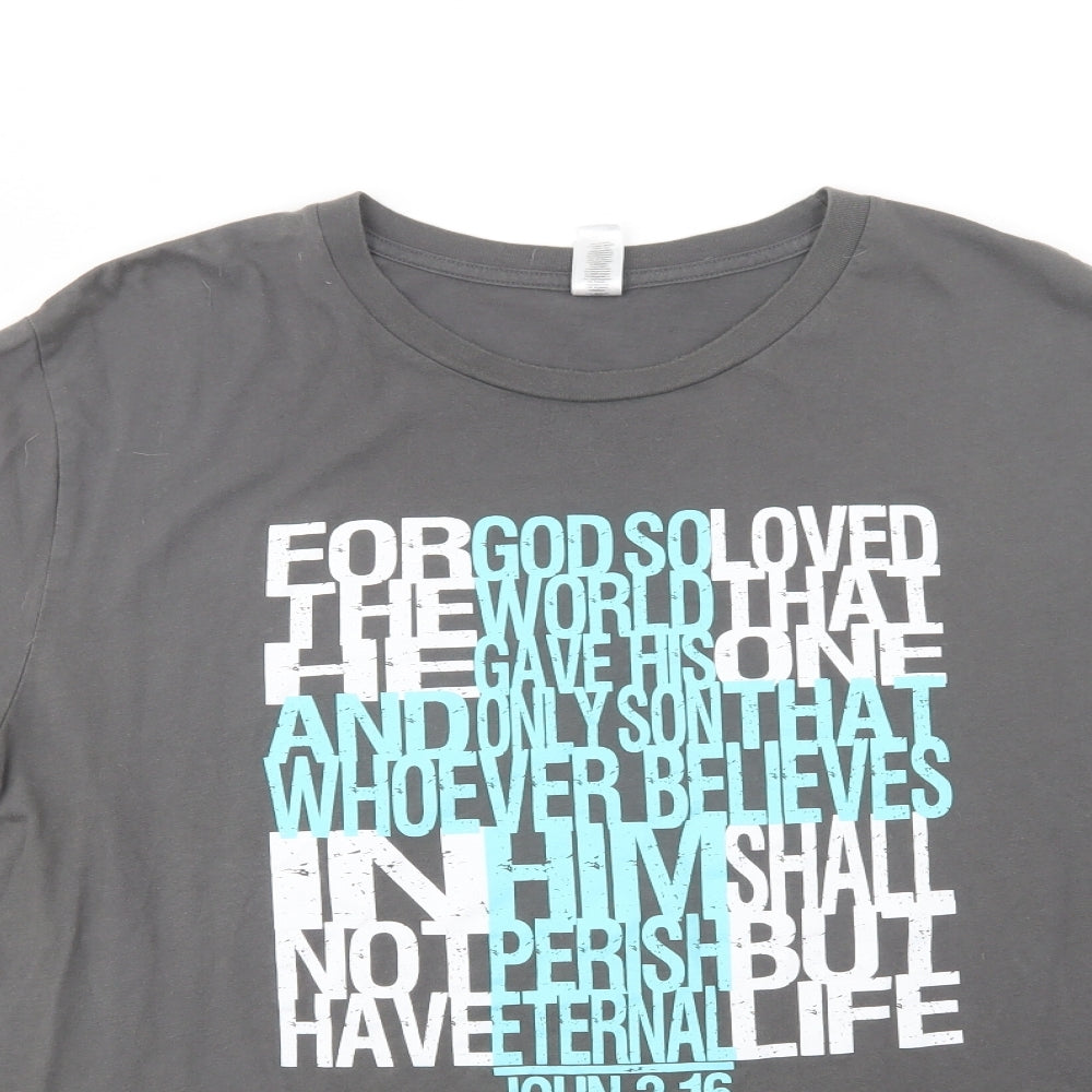 Canvas Mens Grey  Cotton  T-Shirt Size 3XL Crew Neck