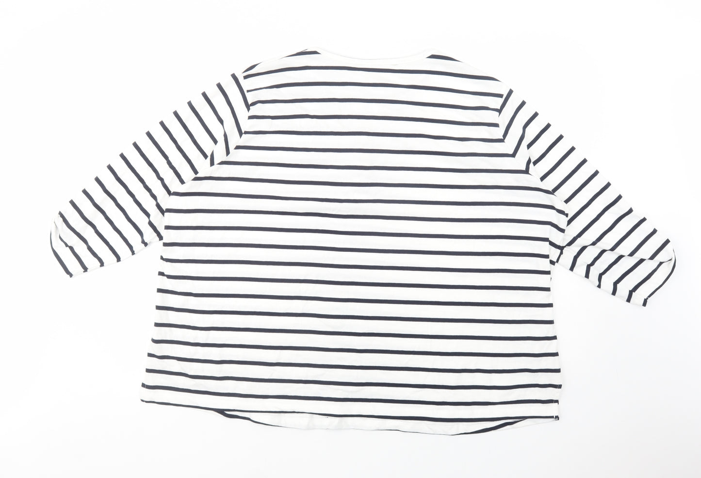 JD Williams Womens White Striped Cotton Basic T-Shirt Size 28 Crew Neck
