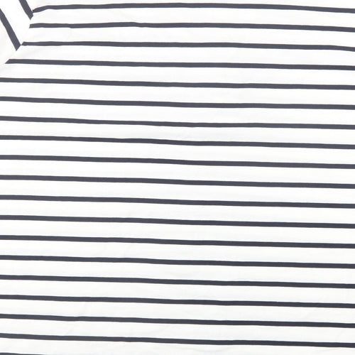 JD Williams Womens White Striped Cotton Basic T-Shirt Size 28 Crew Neck