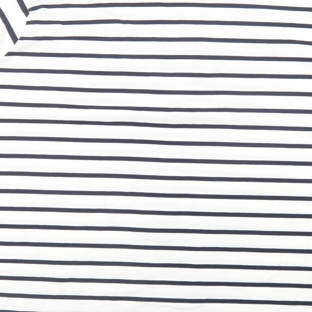 JD Williams Womens White Striped Cotton Basic T-Shirt Size 28 Crew Neck