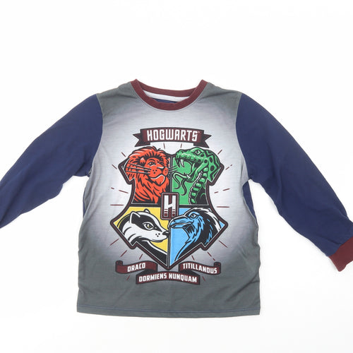 Character.Com Girls Blue  Polyester Pullover T-Shirt Size 8-9 Years Crew Neck Pullover - Hogwarts