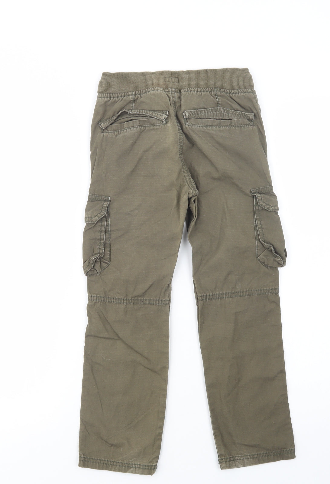 F&F Boys Green  Cotton Cargo Trousers Size 7-8 Years  Regular Drawstring
