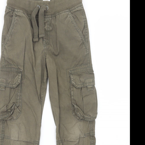 F&F Boys Green  Cotton Cargo Trousers Size 7-8 Years  Regular Drawstring