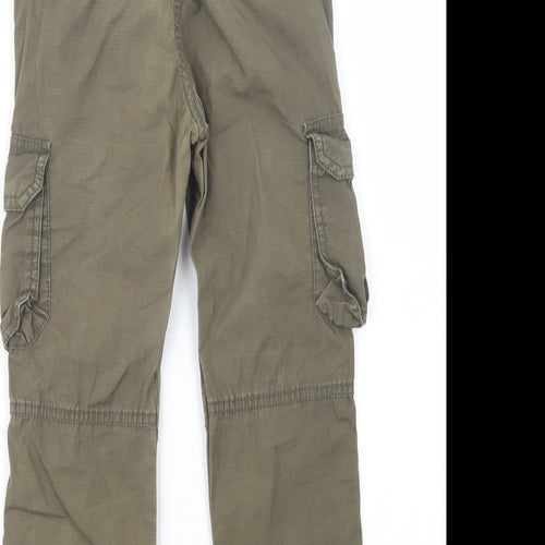 F&F Boys Green  Cotton Cargo Trousers Size 7-8 Years  Regular Drawstring