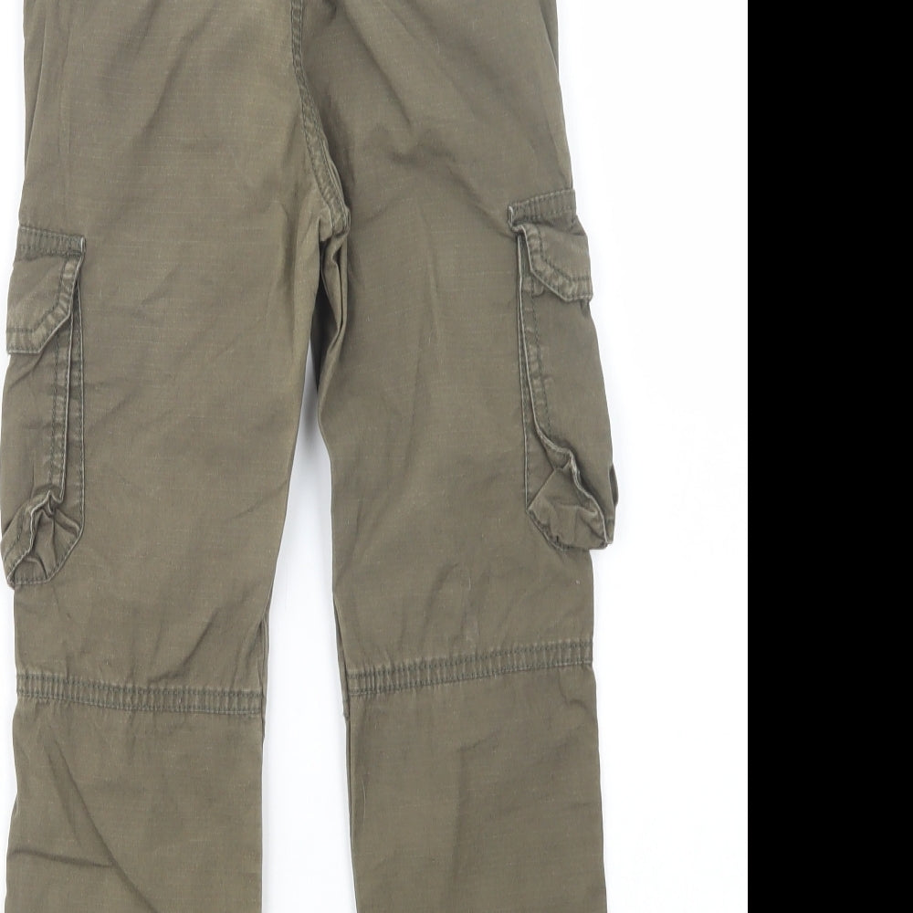 F&F Boys Green  Cotton Cargo Trousers Size 7-8 Years  Regular Drawstring