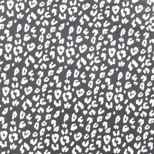 NEXT Girls Grey Animal Print Cotton Basic T-Shirt Size 11 Years Crew Neck Pullover