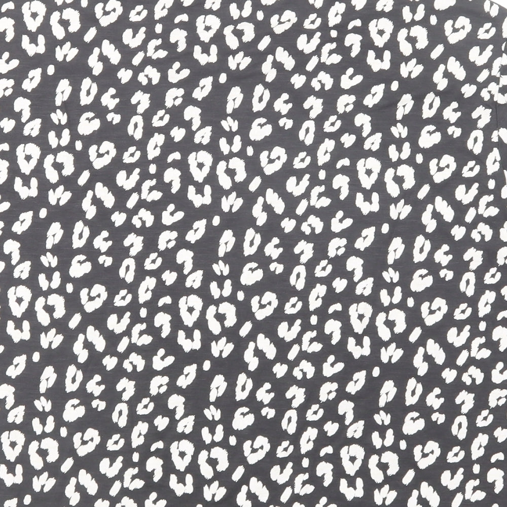 NEXT Girls Grey Animal Print Cotton Basic T-Shirt Size 11 Years Crew Neck Pullover