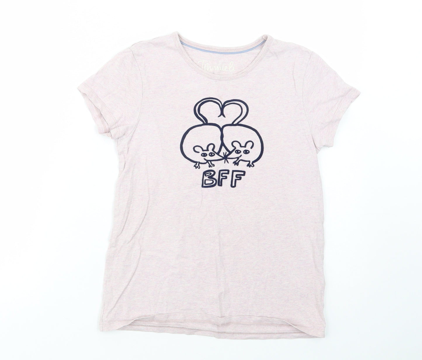 Johnnie B. Girls Pink  Cotton Basic T-Shirt Size 11-12 Years Crew Neck Pullover - BFF