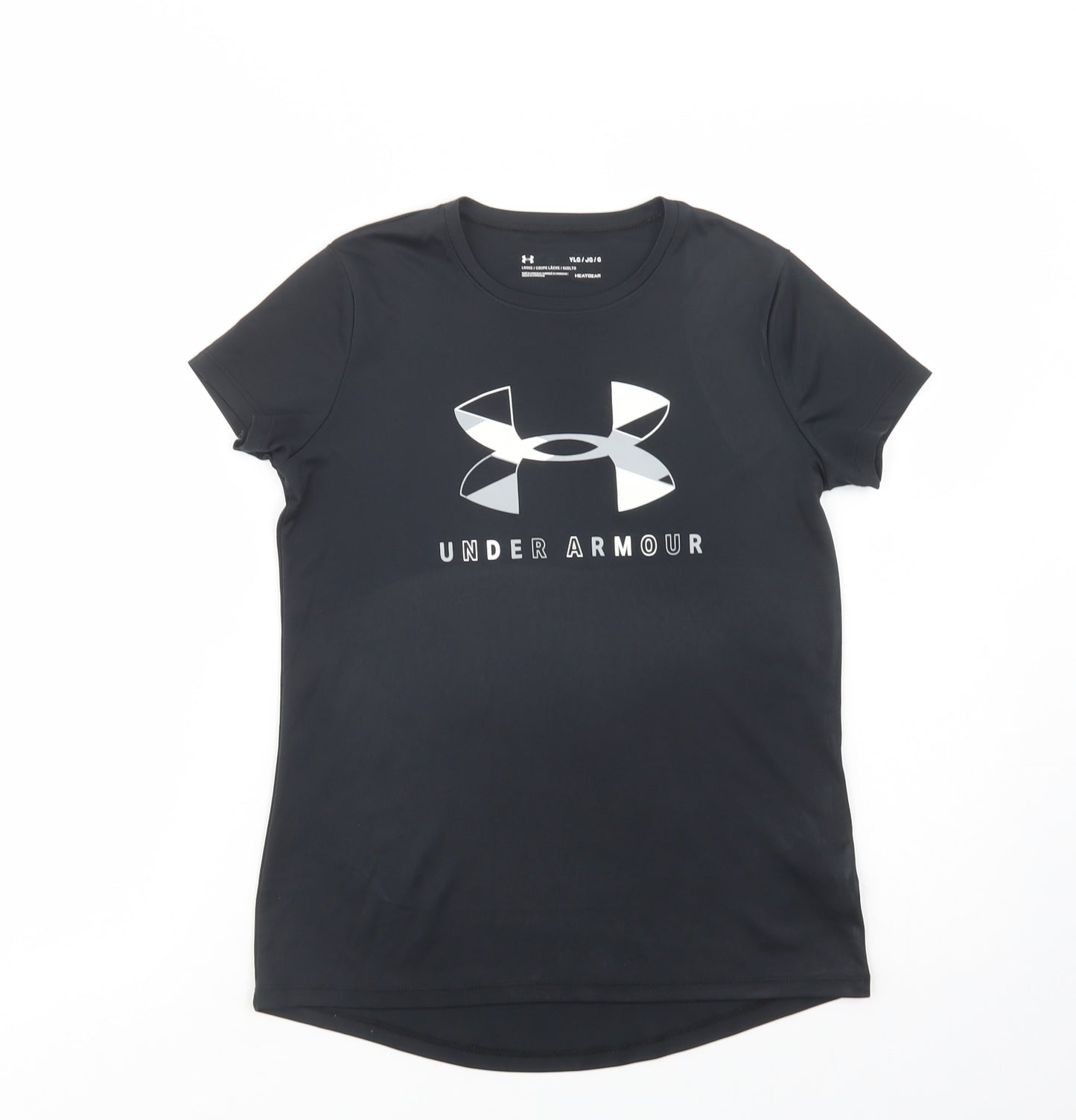 Under armour Girls Black  Polyester Pullover T-Shirt Size 11-12 Years Crew Neck Pullover