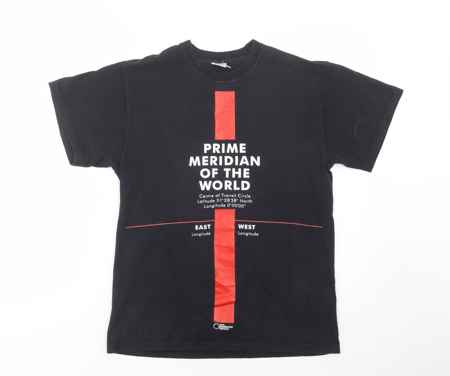 Fruit of the Loom Mens Black  Cotton  T-Shirt Size M Crew Neck  - Greenwich