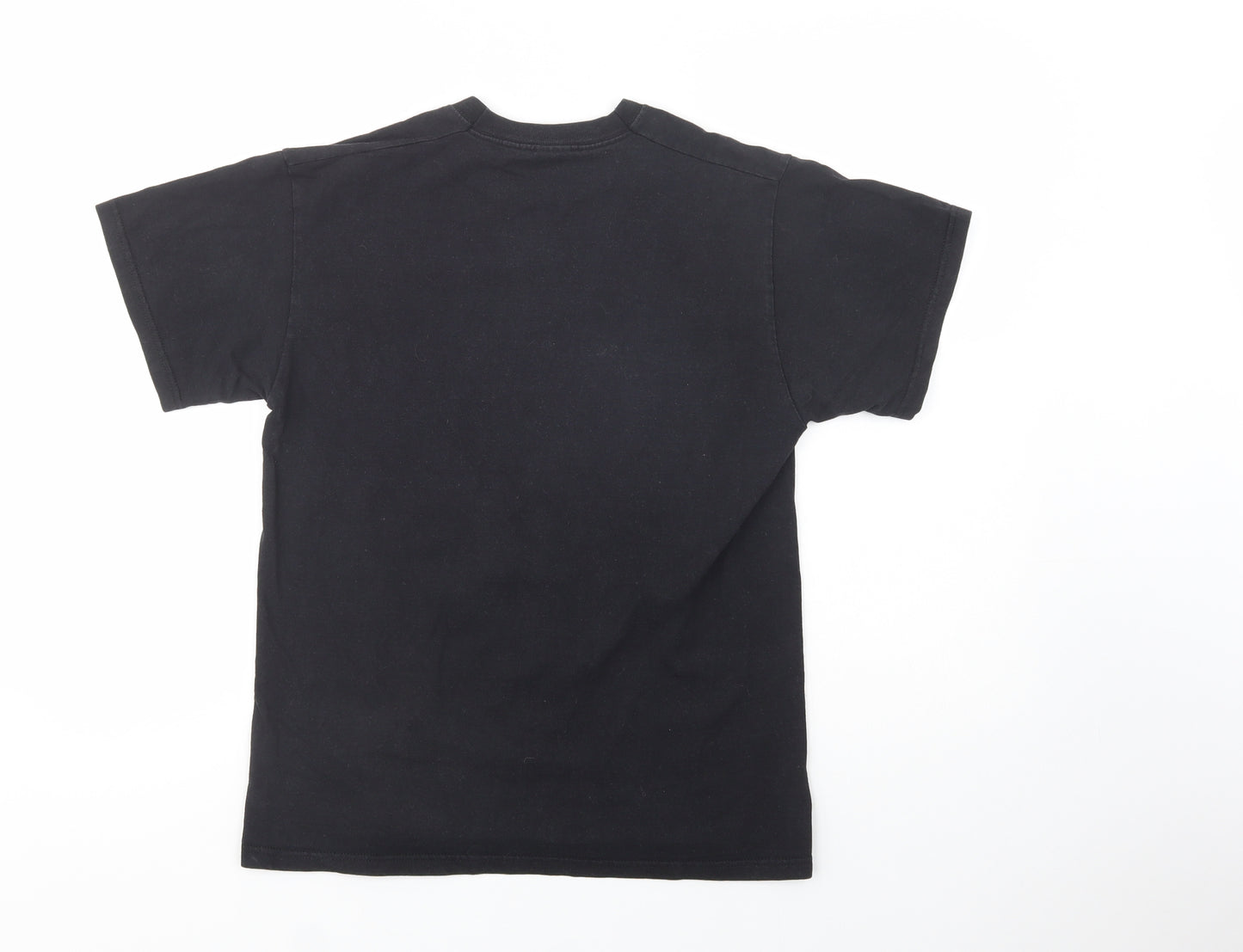 Fruit of the Loom Mens Black  Cotton  T-Shirt Size M Crew Neck  - Greenwich