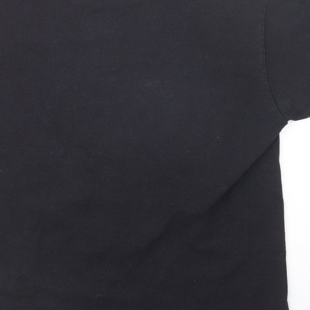 Fruit of the Loom Mens Black  Cotton  T-Shirt Size M Crew Neck  - Greenwich