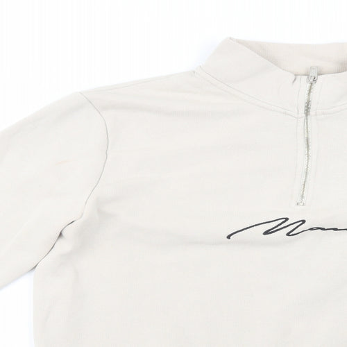 Boohoo Man Mens Beige  Cotton Pullover Sweatshirt Size S