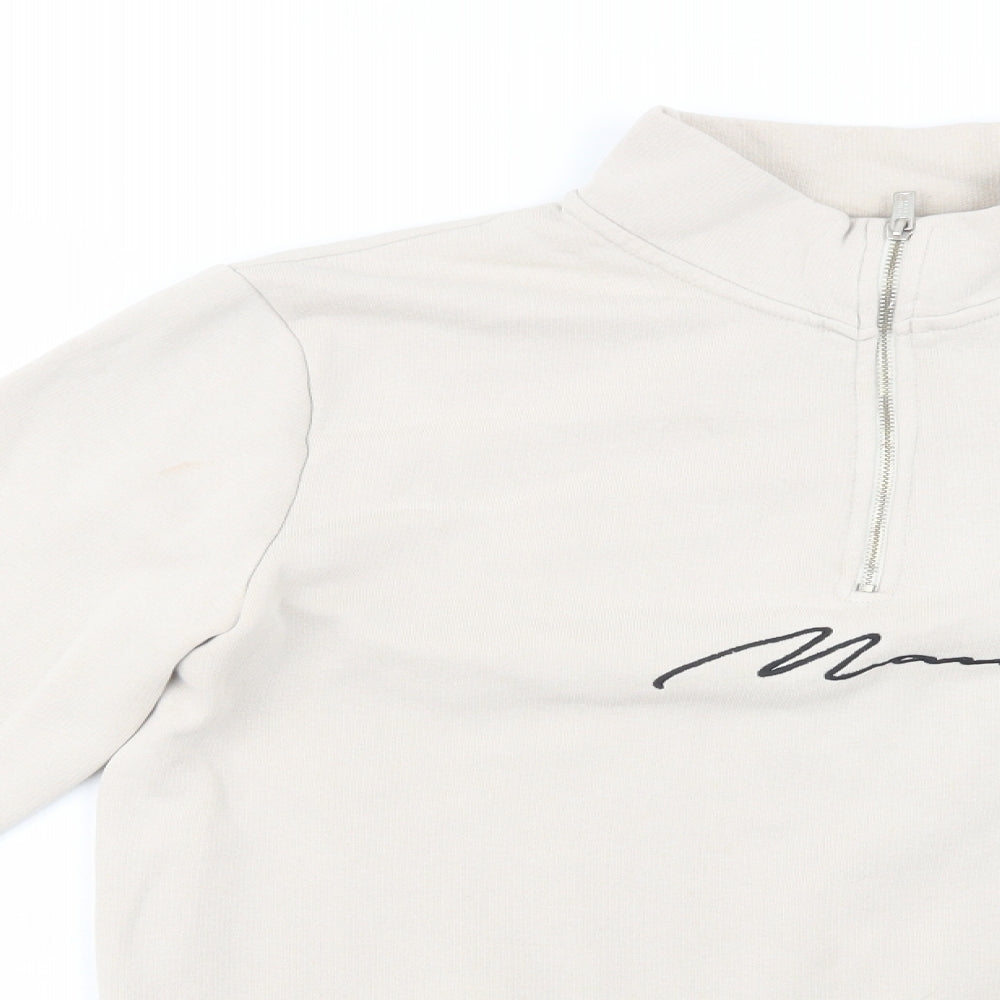 Boohoo Man Mens Beige  Cotton Pullover Sweatshirt Size S