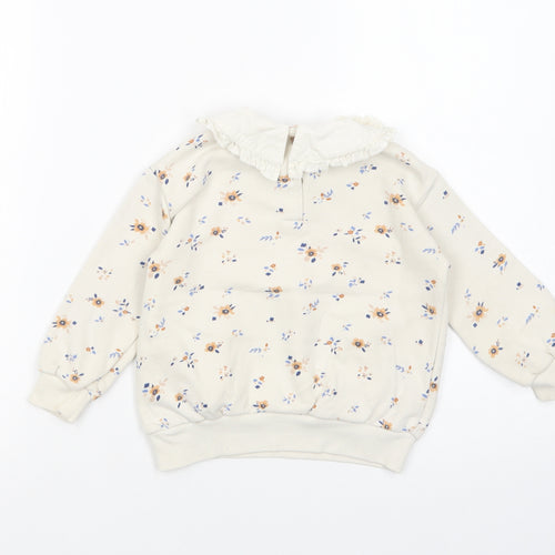 Leigh Tucker Baby Ivory Floral Cotton Pullover Jumper Size 18-24 Months  Button