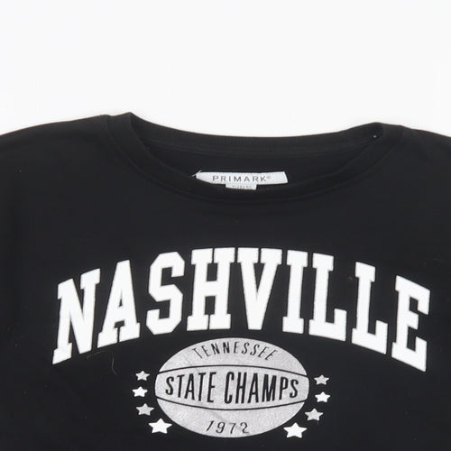 Primark Girls Black  Cotton Pullover Sweatshirt Size 9-10 Years  Pullover - Nashville