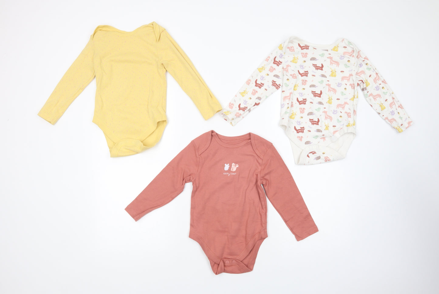 Primark Girls Multicoloured Geometric Cotton  Bodysuit Size 2-3 Years  Snap - Set
