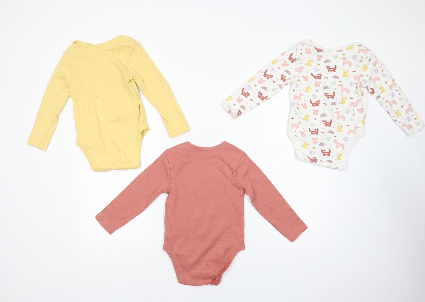 Primark Girls Multicoloured Geometric Cotton  Bodysuit Size 2-3 Years  Snap - Set