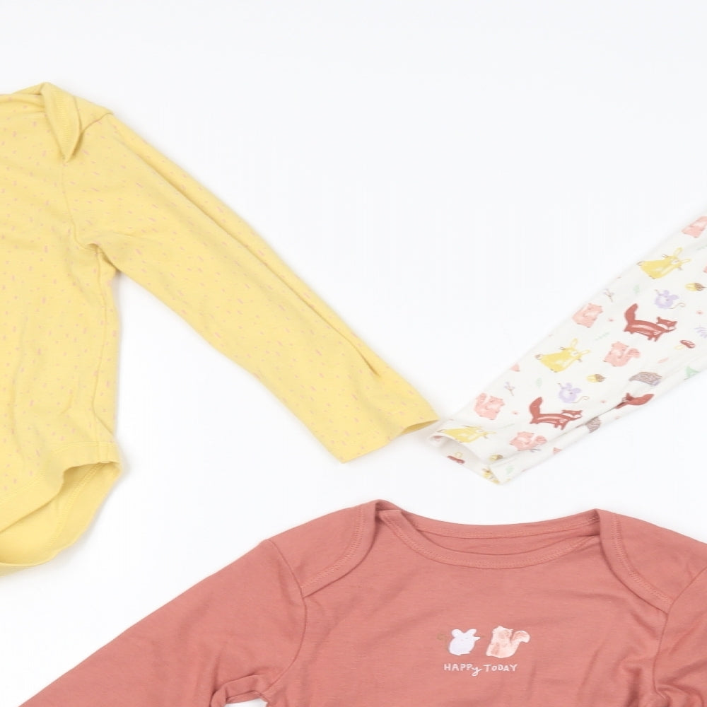 Primark Girls Multicoloured Geometric Cotton  Bodysuit Size 2-3 Years  Snap - Set