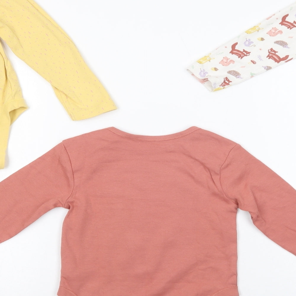 Primark Girls Multicoloured Geometric Cotton  Bodysuit Size 2-3 Years  Snap - Set
